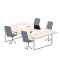 Meeting room in business center office. Modern conference hall, workplace for team brainstorming Royalty Free Stock Photo