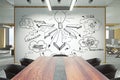 Meeting room with business sketch Royalty Free Stock Photo