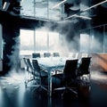 Meeting room, business stuck, interior, frozen and covered with ice Royalty Free Stock Photo