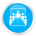 Meeting room icon premium cyan blue round button