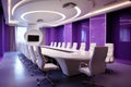 Meeting room interior design, modern conference table with tv screen Royalty Free Stock Photo