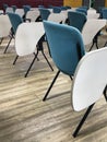 Chair placement in a conference room in a COVID situation.