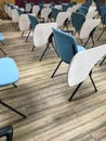 Chair placement in a conference room in a COVID situation.