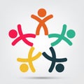 Meeting room people logo.group of four persons in circle Isolate On White Background,Vector Illustration