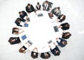 View from the top.meeting of shareholders of the company at the round - table. Royalty Free Stock Photo