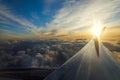 Meeting the sun on the plane Royalty Free Stock Photo