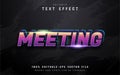 Meeting text, 3d purple gradient style text effect