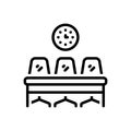 Black line icon for Meeting Time, waiting hall and clock