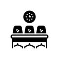 Black solid icon for Meeting Time, waiting hall and office