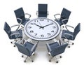 Meeting time - round table with a large clock face