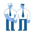 The meeting of two businessmen, business handshake. Flat vector illustration. Isolated on white background.