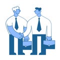 The meeting of two businessmen, business handshake. Flat vector illustration. Isolated on white background. Royalty Free Stock Photo