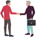 Meeting of two businessmen and agreement handshake. Business partners conclude new contract Royalty Free Stock Photo