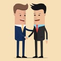 The meeting of two businessmen and business handshake. meeting of the two politicians, diplomats, partners or friends greeting wit Royalty Free Stock Photo