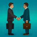Meeting of two businessmen and business handshake. Vector Royalty Free Stock Photo