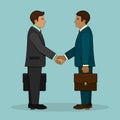 Meeting of two businessmen and business handshake. Vector Royalty Free Stock Photo