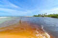 Meeting of the waters of the Trancoso river with the sea water