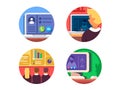 Meeting or web conference icon set