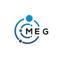 MEG letter technology logo design on white background. MEG creative initials letter IT logo concept. MEG letter design