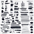 Mega big collection of vector shabby, grunge, ink pen strokes for brushes