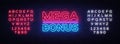 Mega Bonus neon sign vector. Bonus neon text Design template neon sign, light banner, signboard, nightly bright