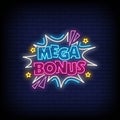 Mega Bonus Neon Signs Style Text Vector Royalty Free Stock Photo