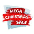 Mega christmas sale in red drawn banner Royalty Free Stock Photo