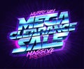 Mega clearance sale, massive discounts poster or banner mockup Royalty Free Stock Photo