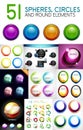 Mega collection of circles, spheres, round swirls design elements Royalty Free Stock Photo