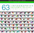 Mega collection of color geometrical infographic or web banner templates with sample abc option text Royalty Free Stock Photo