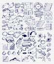 Mega collection of hand drawn arrow, charts, labels and block schemes