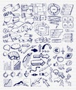 Mega collection of hand drawn arrow, charts, labels and block schemes Royalty Free Stock Photo