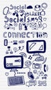 Mega collection of hand drawn social media internet concepts Royalty Free Stock Photo