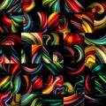 Mega collection of liquid abstract backgrounds, fluid mixing flowing colors on black. Modern colorful universal