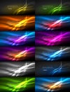 Mega collection of neon abstract shape backgrounds, magic fantastic glowing templates for web or techno digital