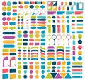 Mega collections of infographics flat design elements, buttons, stickers, note papers, pointers. Royalty Free Stock Photo