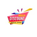 Mega discount sticker in triangle style