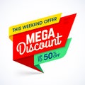 Mega discount weekend special offer banner Royalty Free Stock Photo