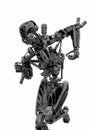 Mega drone soldier robot is running close up view Royalty Free Stock Photo