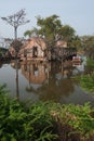 Mega floods at Ayuttaya temple in Thailand. Royalty Free Stock Photo