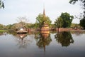 Mega floods at Ayuttaya temple in Thailand.