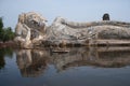 Mega floods at Ayuttaya temple in Thailand. Royalty Free Stock Photo