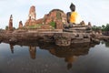 Mega floods at Ayuttaya temple in Thailand. Royalty Free Stock Photo