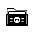 Black solid icon for Mega, whopping and folder