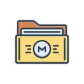 Color illustration icon for Mega, whopping and folder