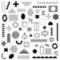 Mega pack of black geometric shapes isolated