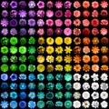 Mega pack of 144 in 1 natural and surreal blue, yellow, red, green, orange, turquoise, violet and pink flowers isolated