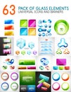 Mega pack of vector glass glossy design elements Royalty Free Stock Photo