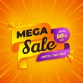 Mega sale background with orange, yellow, and purple color. Sale banner template design Royalty Free Stock Photo