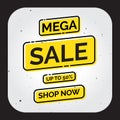 Mega sale banner with flat yellow distressed background